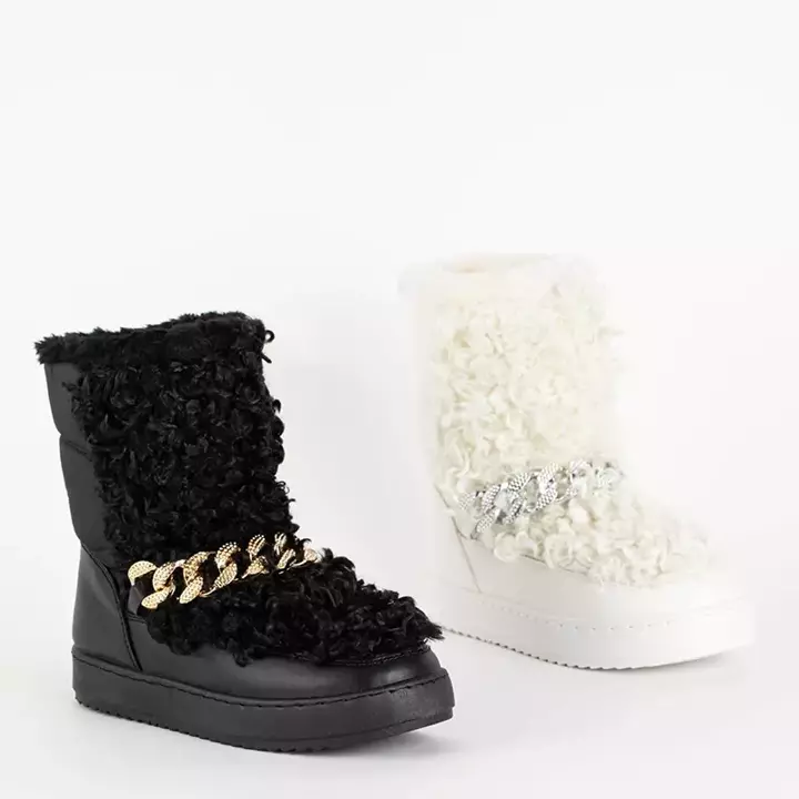 OUTLET Moteriški juodi sniego batai su dekoratyviniu Port-Shoes batviršiu