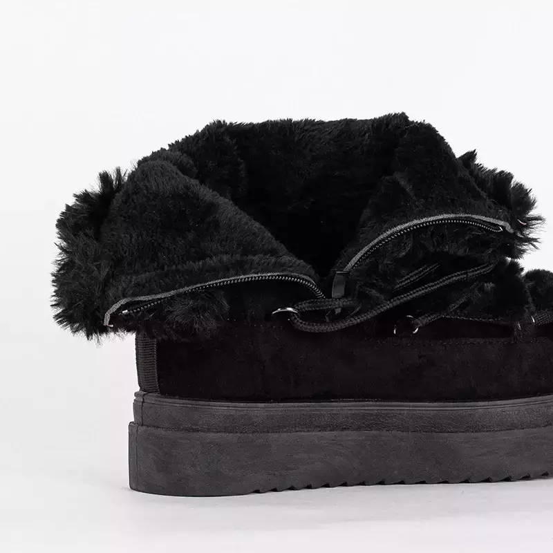 OUTLET Moteriški juodi sniego batai su kailiu Frizzy - Batai