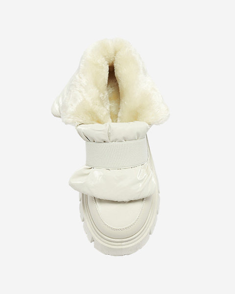 OUTLET Moteriški sniego batai plokščiu padu, smėlio spalvos Ferory- Avalynė