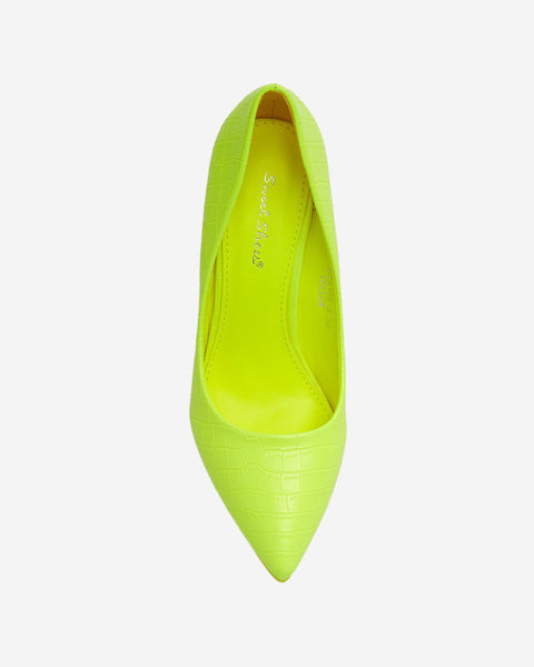 OUTLET Neoninės geltonos spalvos moteriški bateliai su įspaudais Asota - Avalynė