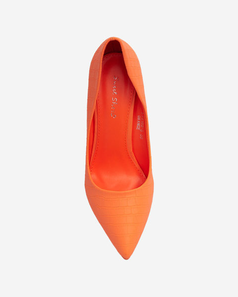 OUTLET Neoninės oranžinės spalvos moteriški bateliai su įspaudais Asota - Avalynė
