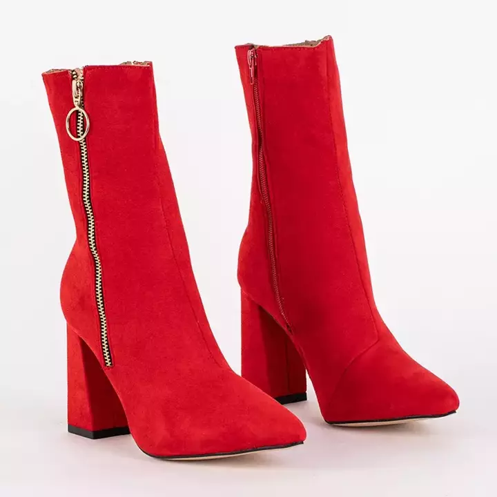 OUTLET Raudoni ilgi moteriški batai ant Ecuanti posto - Avalynė