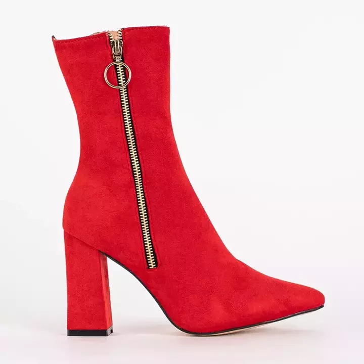 OUTLET Raudoni ilgi moteriški batai ant Ecuanti posto - Avalynė