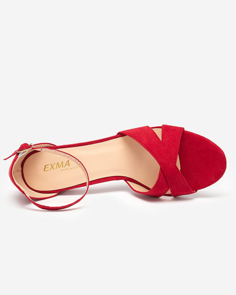 OUTLET Raudoni moteriški sandalai ant Nenki-Footwear posto