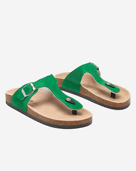 OUTLET Žalios spalvos moteriškos ekologiškos zomšos Sodifo batų šlepetės. Avalynė