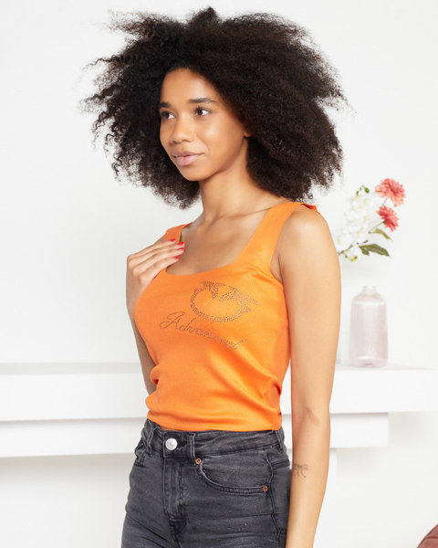 Oranžinis moteriškas crop top su petnešėlėmis - Drabužiai