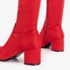 Raudoni moteriški Elvin batai ant kelių, batai