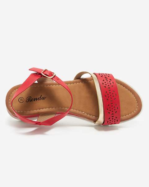 Raudoni moteriški basutės ant žemo pleišto Dotif- Shoes