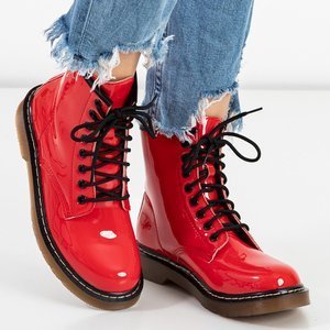 Raudonos spalvos moteriški batai su raišteliais "Ormella" - Avalynė