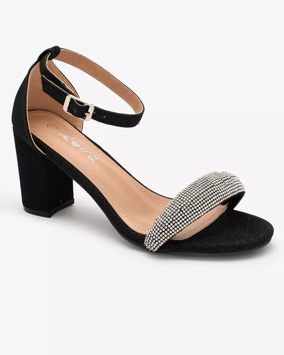 "Royalfashion" Blizgantys juodi moteriški "Ariefi" tipo sandalai