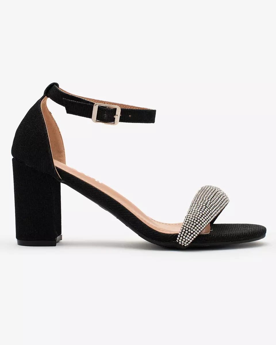 "Royalfashion" Blizgantys juodi moteriški "Ariefi" tipo sandalai