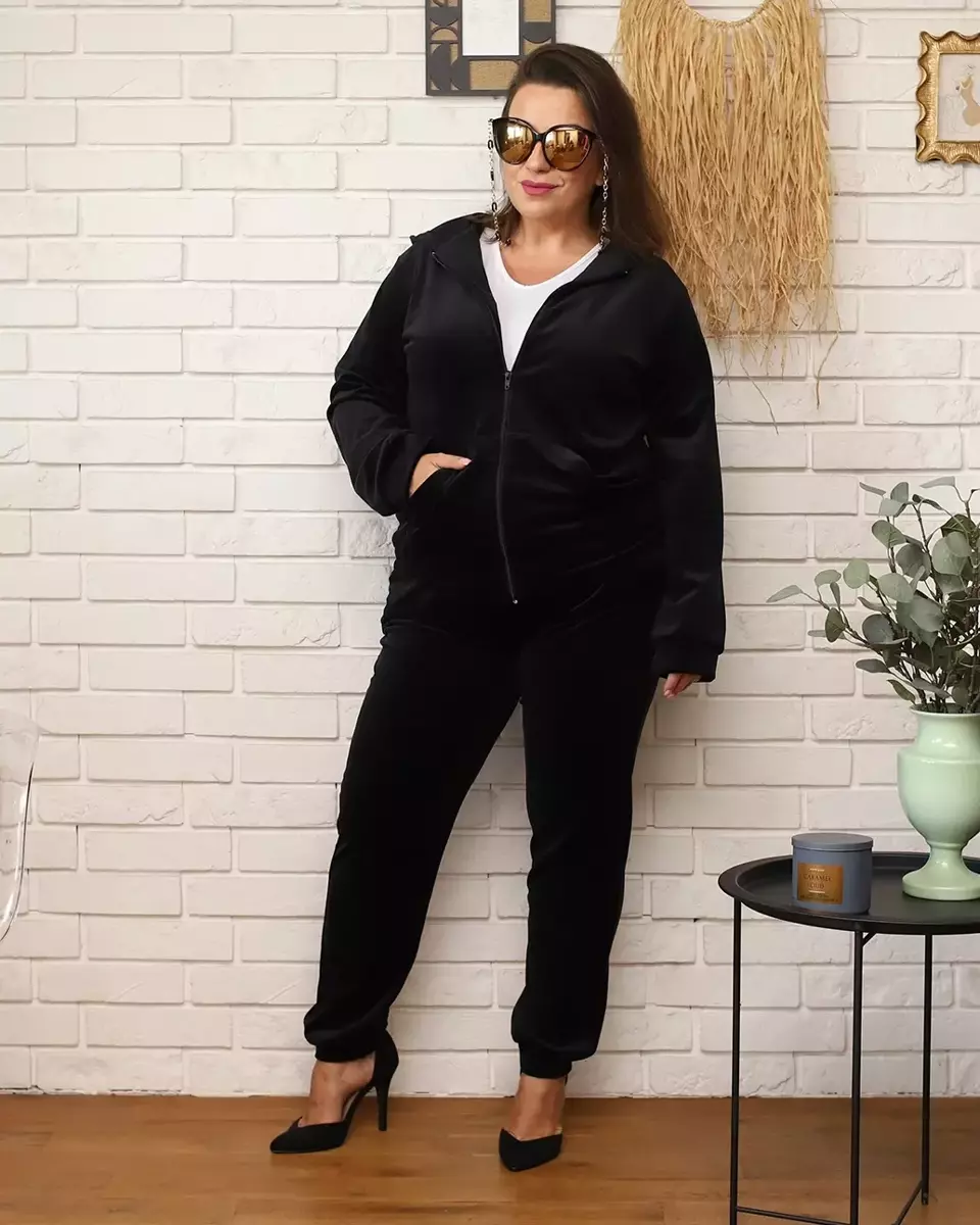 Royalfashion Juodas moteriškas sportinio kostiumo komplektas PLUS SIZE