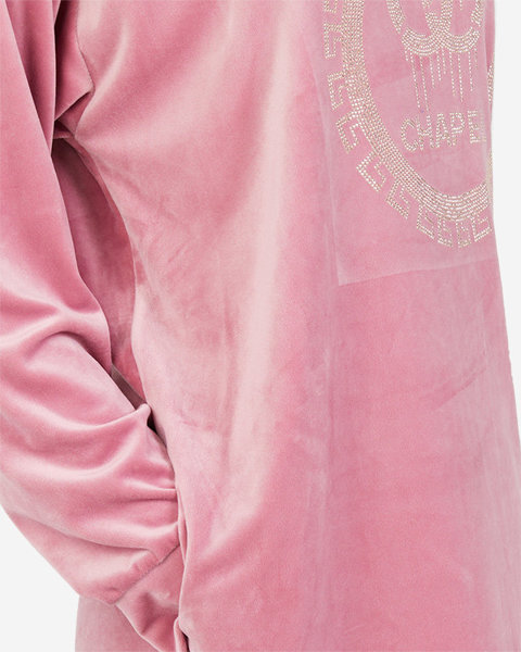 Rožinė ilga moteriška tunika su kubiniu cirkoniu - Drabužiai