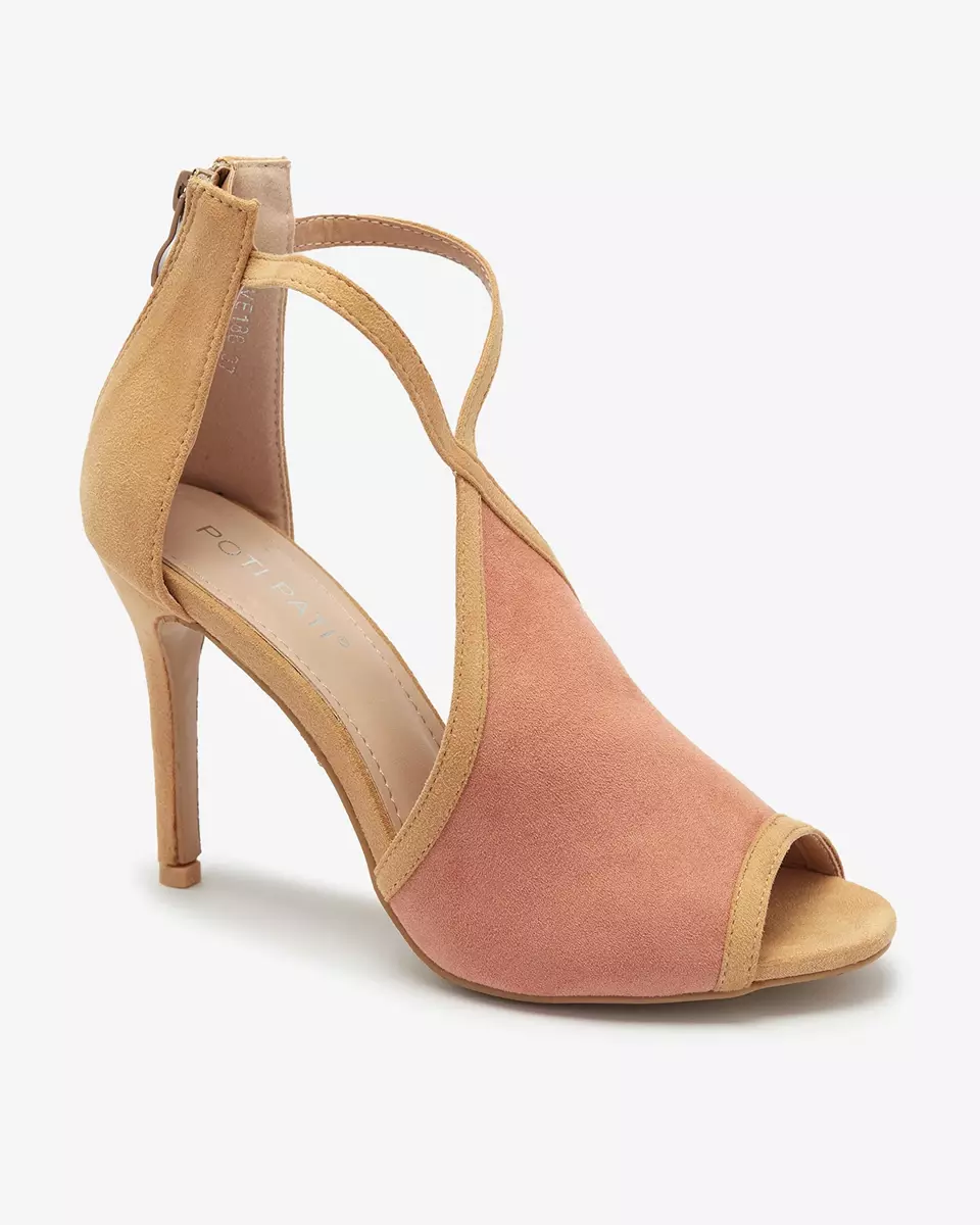 Rožinės ir smėlio spalvos moteriški smailianosiai sandalai Ibbizo- Avalynė