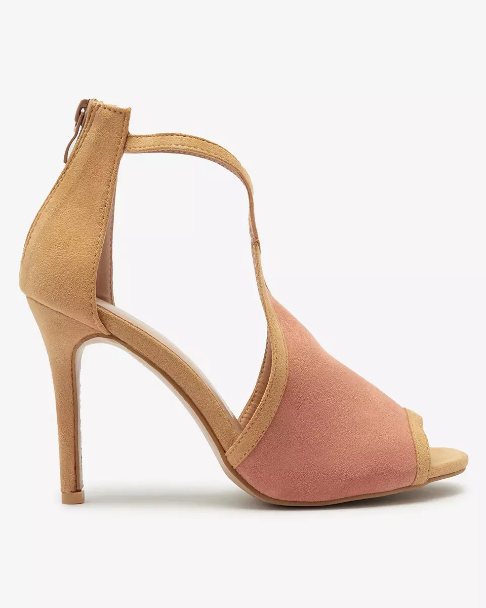 Rožinės ir smėlio spalvos moteriški smailianosiai sandalai Ibbizo- Avalynė