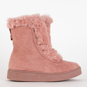 Rožiniai moteriški sniego batai su kailiu Linorcos - Avalynė