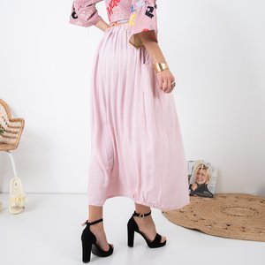 Rožinis moteriškas sijonas iki pusės blauzdų - Apranga