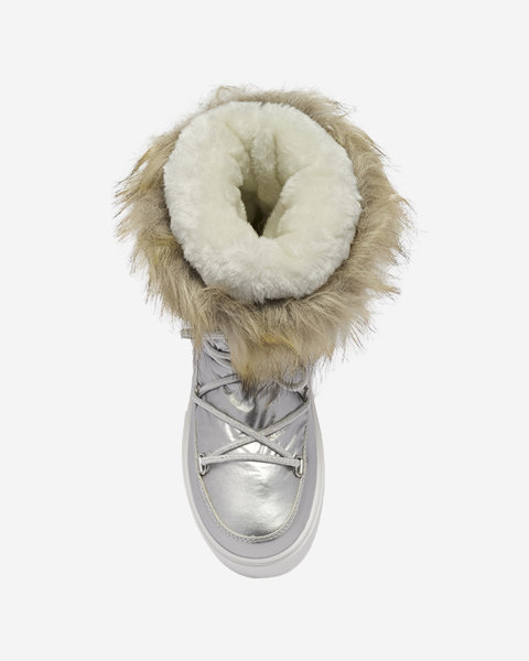 Sidabriniai moteriški sniego batai su kailiu Lilitsa- Avalynė