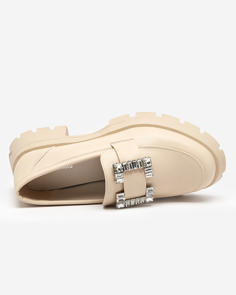 Smėlio spalvos matiniai moteriški batai su sidabrine Vusito sagtimi - Avalynė
