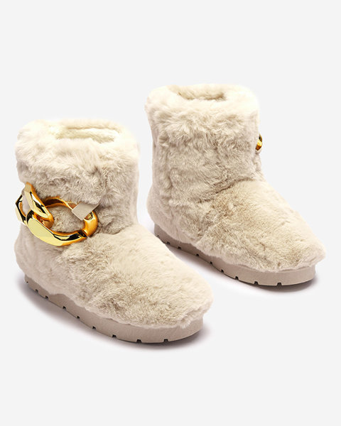 Smėlio spalvos moteriški sniego batai su kailiu Sattopa- Avalynė