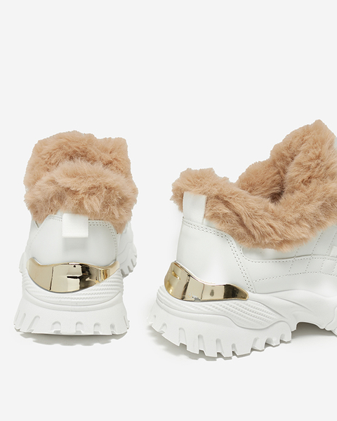 Sportiniai balti moteriški batai su kailiu Flixi - Avalynė