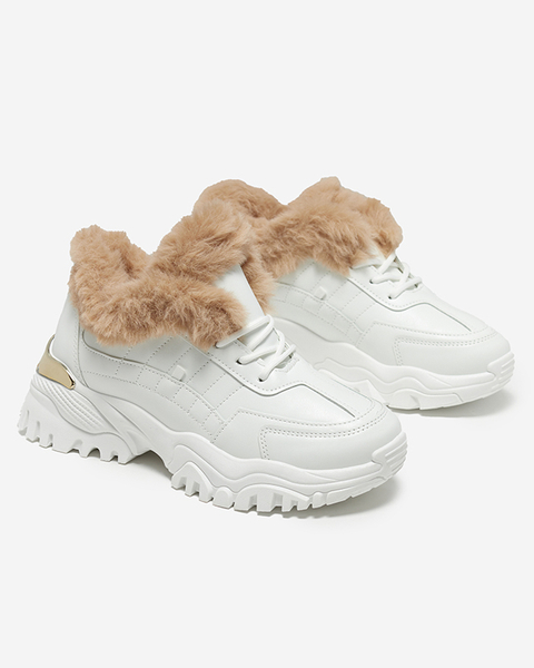Sportiniai balti moteriški batai su kailiu Flixi - Avalynė