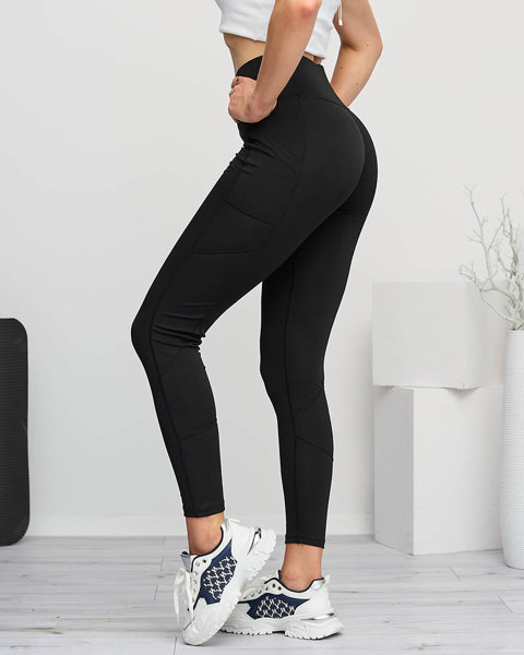 Sportiniai juodi moteriški antblauzdžiai su kišenėmis- Drabužiai