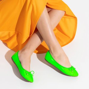 Suzzi neoninės žalios spalvos lakuotos moterų balerinos - batai
