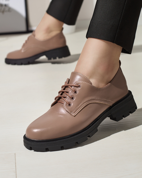 Šviesiai rudi moteriški pusbačiai su raišteliais Etrap- Footwear