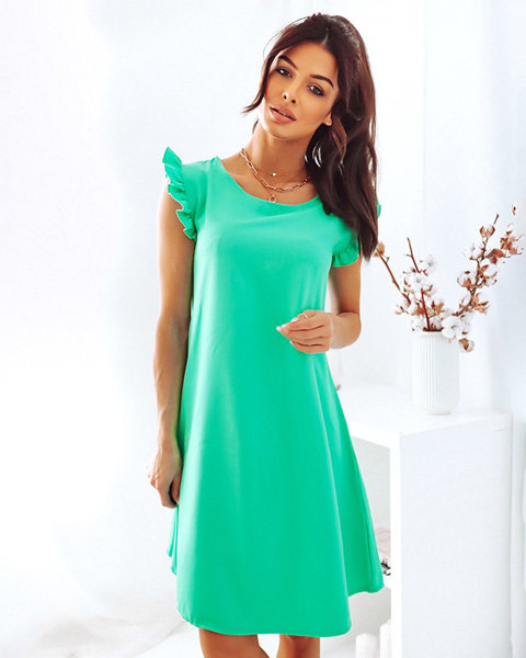 Šviesiai žalios spalvos moteriška trapecijos formos suknelė - Drabužiai