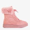 Tamsiai rožiniai moteriški sniego batai su raišteliais Evitina - Avalynė