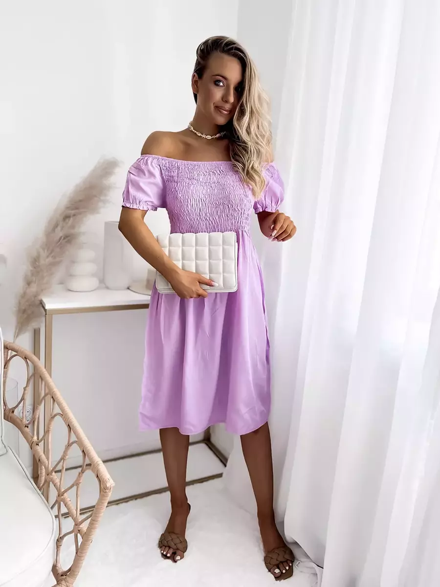 Violetinė moteriška mini suknelė a'la hiszpanka- Apranga