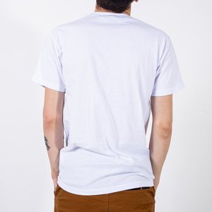 Vyriški balti medvilniniai marškinėliai su įspaudu-Drabužiai