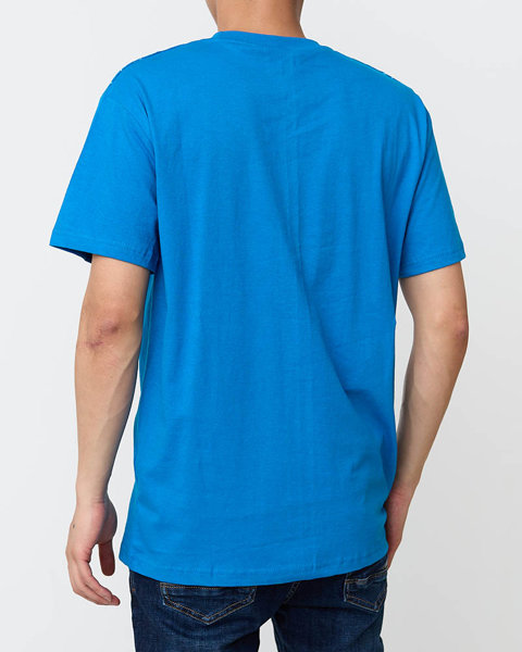 Vyriški mėlyni marškinėliai su raštu - Drabužiai