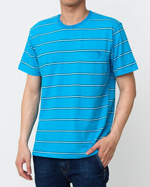 Vyriški mėlyni medvilniniai dryžuoti marškinėliai - Drabužiai