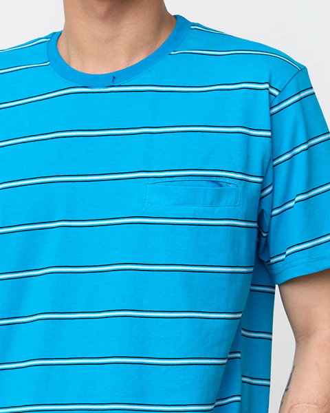Vyriški mėlyni medvilniniai dryžuoti marškinėliai - Drabužiai