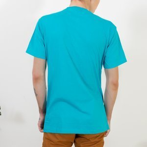 Vyriški mėlynos spalvos medvilniniai marškinėliai-drabužiai