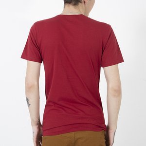 Vyriški raudoni medvilniniai marškinėliai su įspaudu-Drabužiai