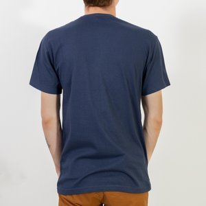Vyriški tamsiai mėlynos spalvos medvilniniai marškinėliai-drabužiai