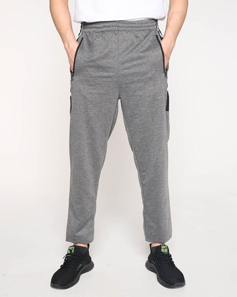 Vyriškos pilkos spalvos sportinės kelnės su užrašais - Drabužiai