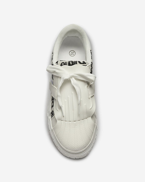 White Printed Sports Sneakers Harrett- Footwear