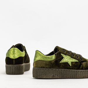 Žali moteriški veliūriniai sportbačiai Estreni- Shoes