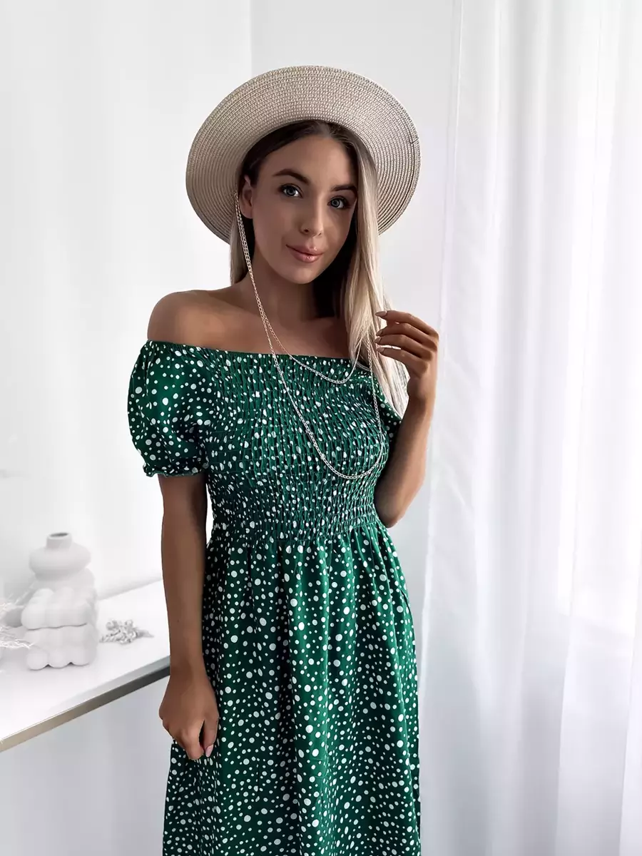 Žalia žirnių spalvos moteriška maksi suknelė- Apranga