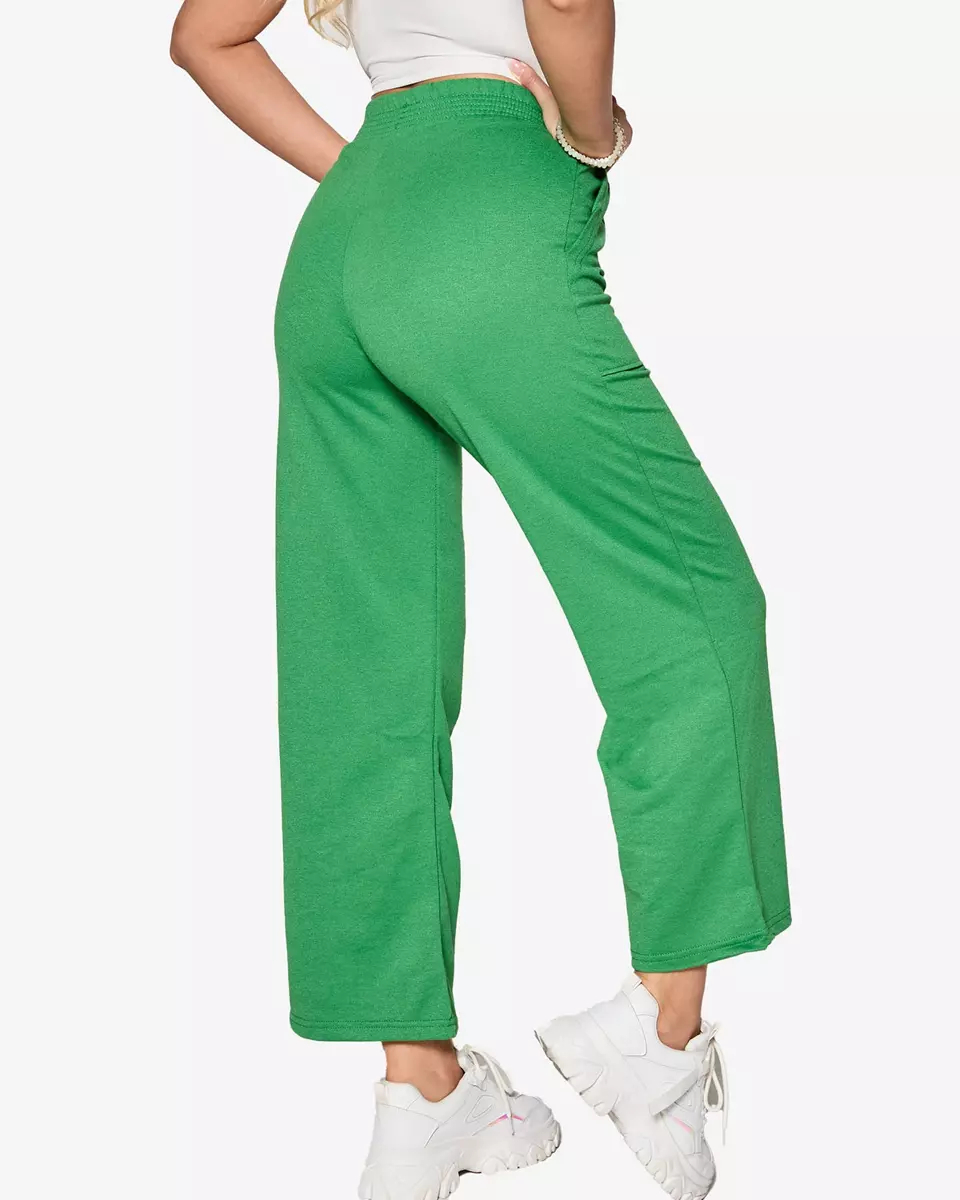 Žalios moteriškos plačios sportinės kelnės - Apranga