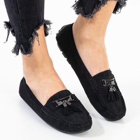 Черные женские лоферы с бахромой Cedrena - Обувь