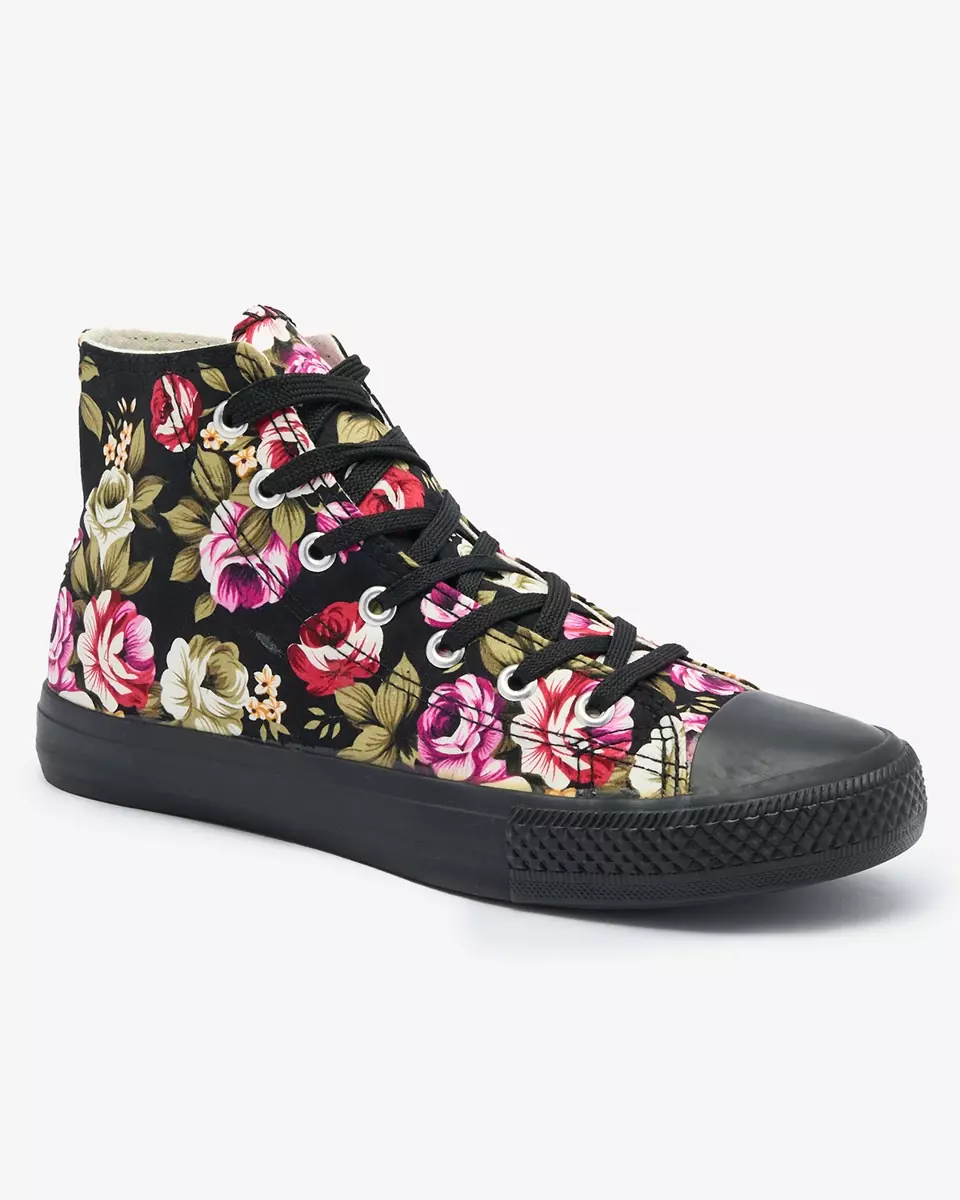 Royalfashion Women's Soxic High Black Floral Sneakers