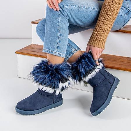 Зимние сапоги на платформе с мехом синего цвета Hellasi - Обувь