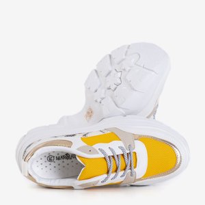 Бело-желтые женские кроссовки с животным принтом Erwina - Обувь