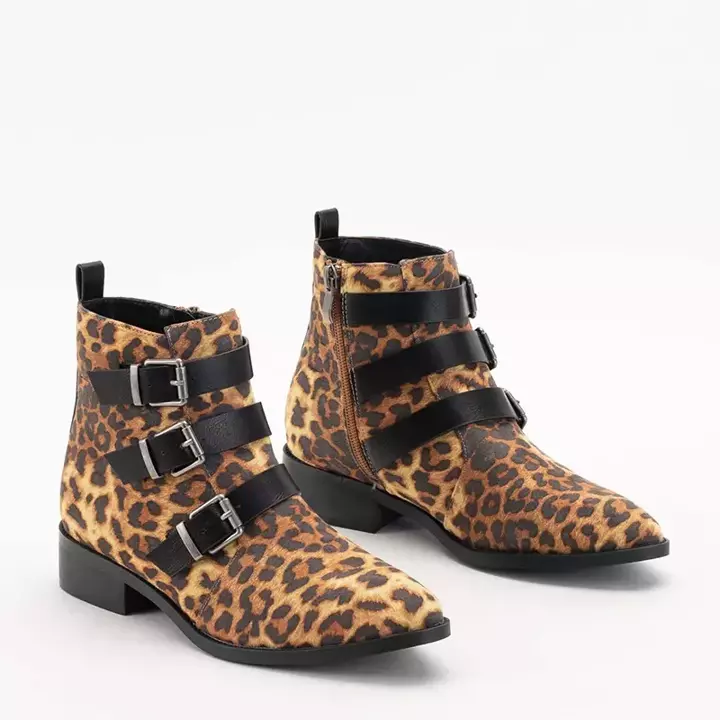 OUTLET Женские сапоги с леопардовым принтом на плоской подошве Леопадо - Обувь