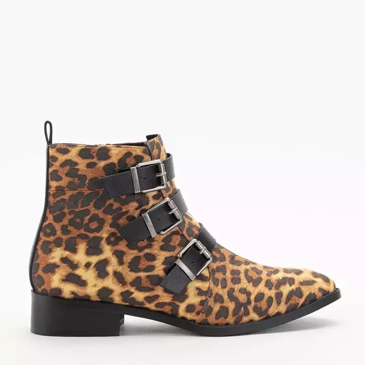 OUTLET Женские сапоги с леопардовым принтом на плоской подошве Леопадо - Обувь